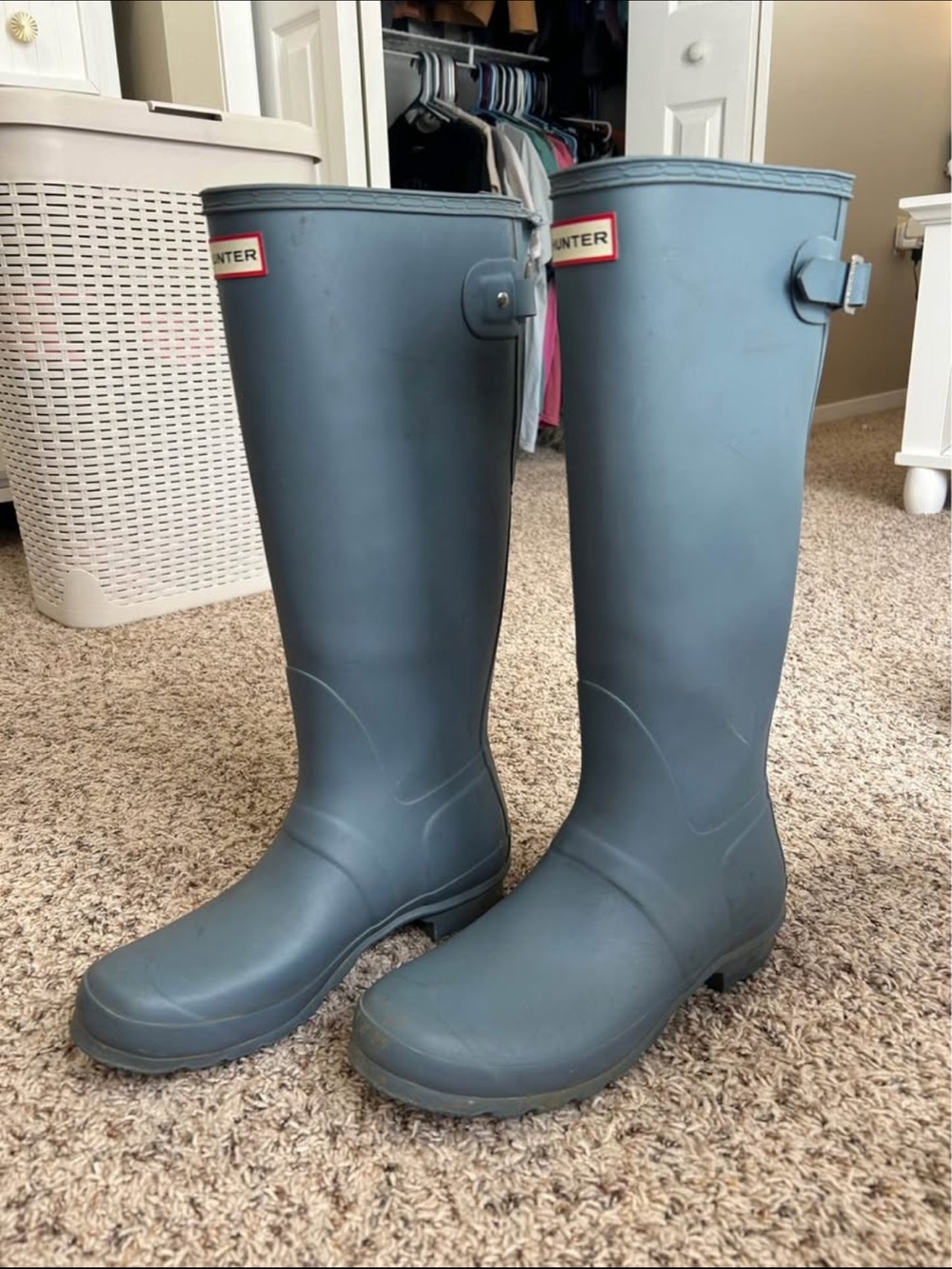Hunter Tall Matte Slate Blue Rain Boots